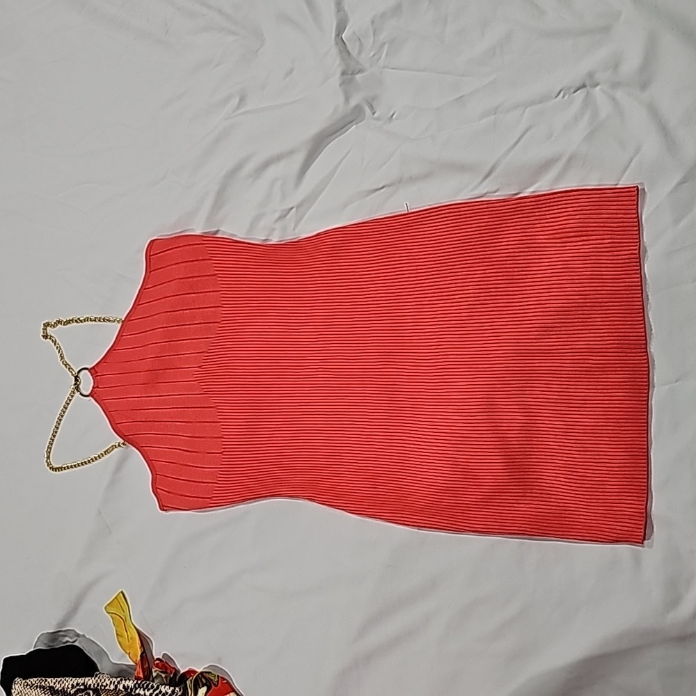 Coral Mini Chain link halter dress Size XL never worn